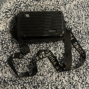 Forever Young Black Crossbody Bag with Logo Strap